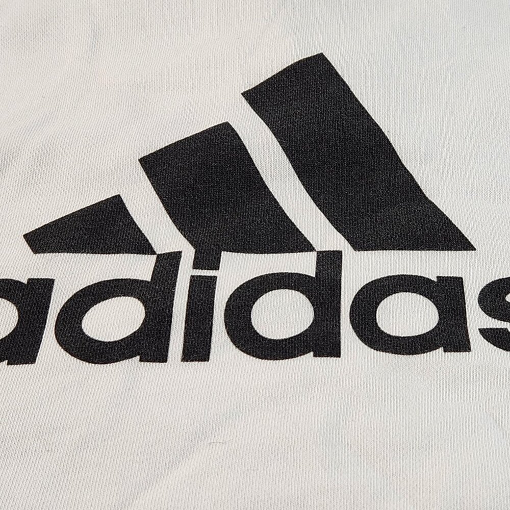 Adidas V-Neck Hoodie Pullover Sweater White XL Cotton Blend Mid-Sleeves - Picture 12 of 16